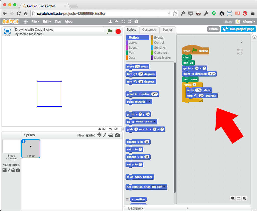 CoderDojo Indigo - Pen Drawing and Code Block Functions