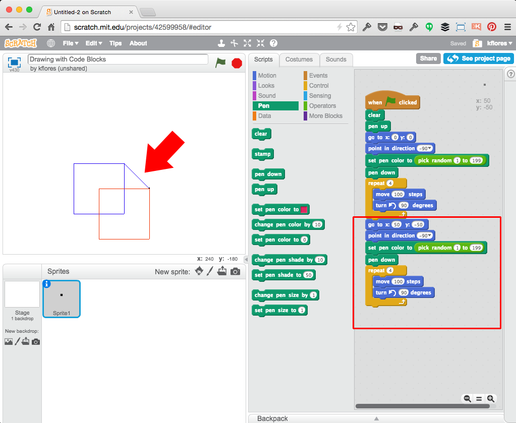 CoderDojo Indigo - Pen Drawing and Code Block Functions