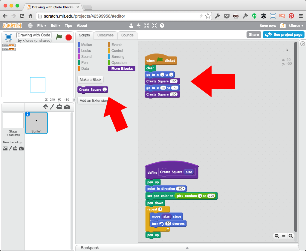 CoderDojo Indigo - Pen Drawing and Code Block Functions