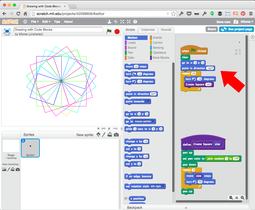 CoderDojo Indigo - Pen Drawing and Code Block Functions