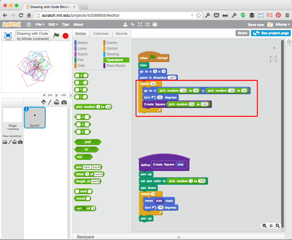 CoderDojo Indigo - Pen Drawing and Code Block Functions