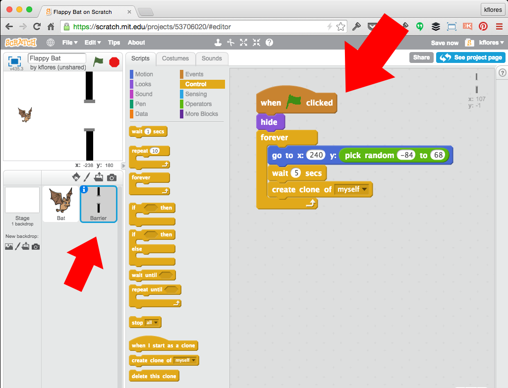 Scratch for Experienced Users: FlappyBat! – Kids Blog