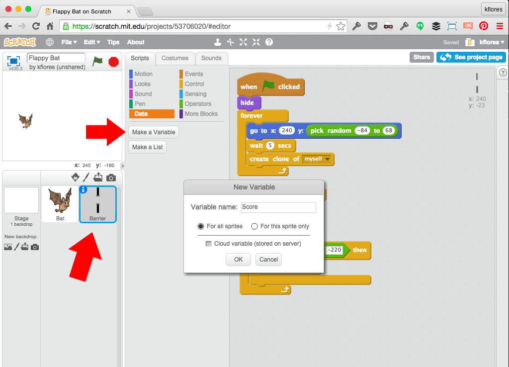 Flappy Bat (enhanced!) - Scratch Programming for Kids by GReat