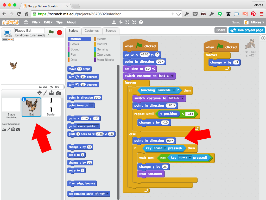 Scratch for Experienced Users: FlappyBat! – Kids Blog